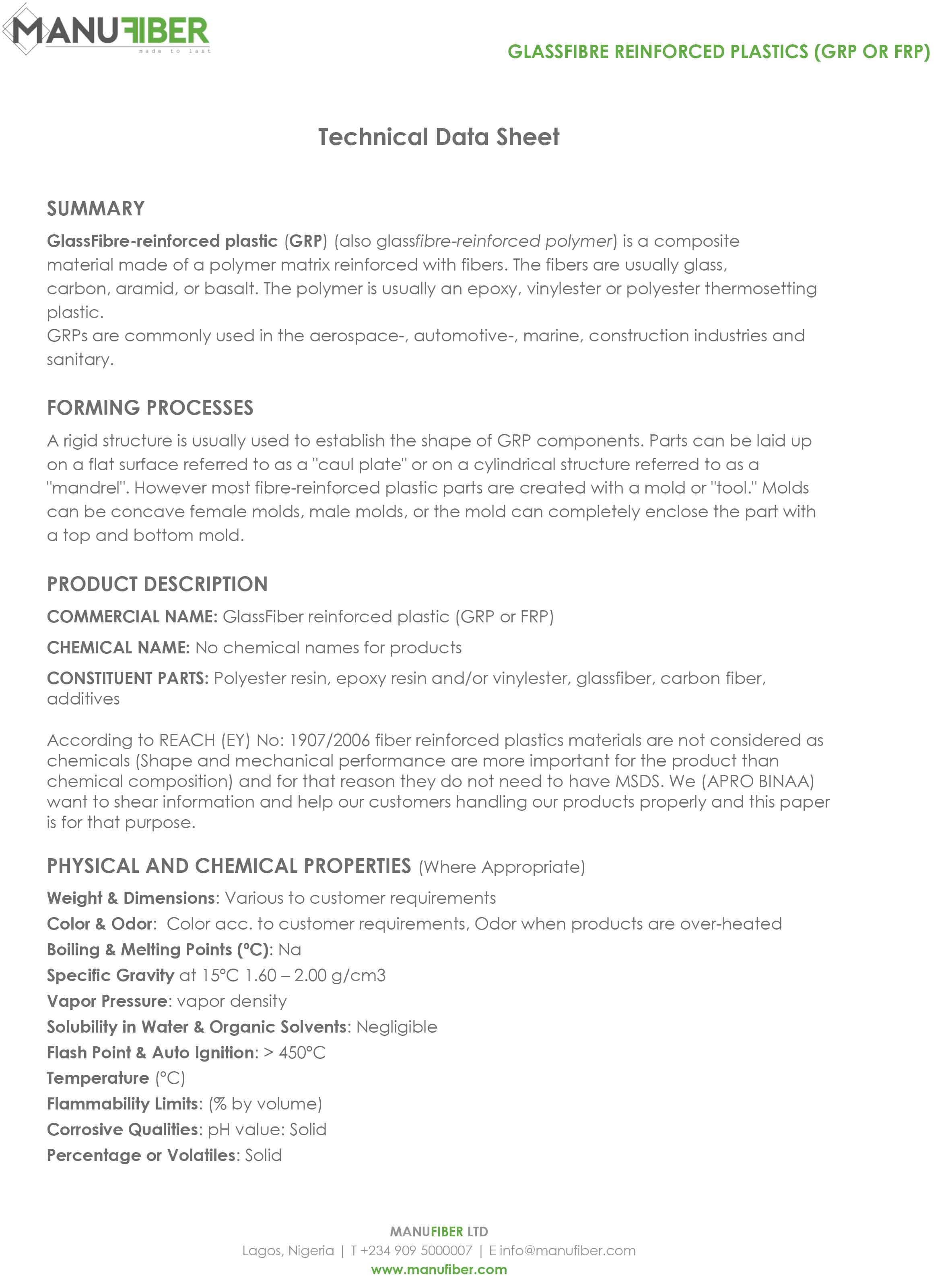 GRP Technical Data Sheet